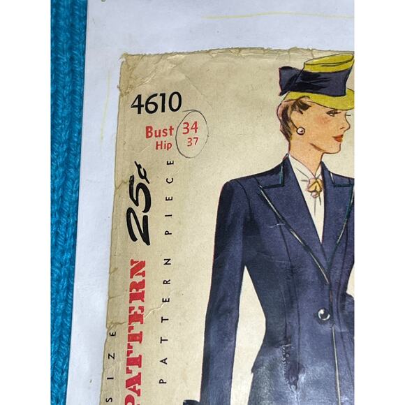 Simplicity 4610 pattern coat fitted 1950s bust 34 hip 37 - Picture 2 of 6